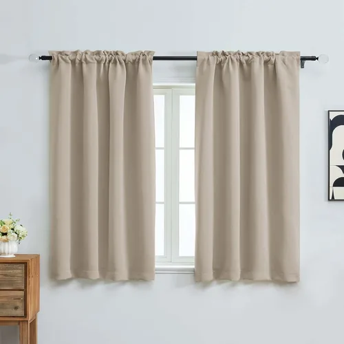 Miniatura 62 de OVZME Cortinas opacas turquesa para tratamiento de ventanas pequeñas, cortinas cortas con bloqueo de luz para ventana de cocina sobre el fregadero