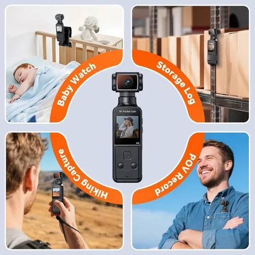 Miniatura 8 de Cámara corporal 5K con audio, lente giratoria de 270°, micrófono externo y estabilización EIS - Cámara de vlogging Z14 4K/60FPS para grabación