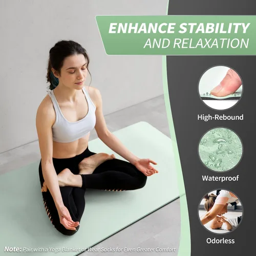 Miniatura 4 de CAMBIVO Tapete de yoga para mujeres, hombres y niños, 1/3, 1/4 y 2/5 pulgadas, extra grueso, antideslizante, 72 x 24 pulgadas, tapete de yoga
