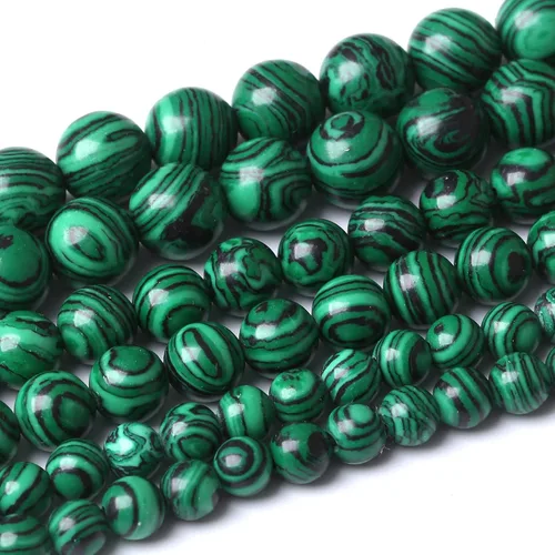 Miniatura 36 de 36 PIEZAS Cuentas de Malaquita Roja de 10 MM, Cuentas Redondas Sueltas de Gema Natural para Hacer Joyería 38 cm