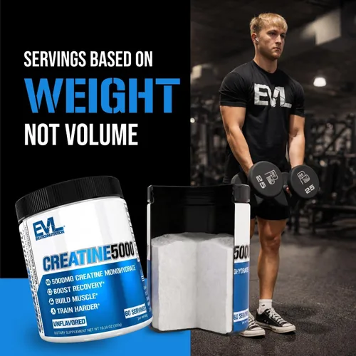 Miniatura 6 de Evlution Nutrition Creatine 5000 - Apoya una recuperación más rápida, crecimiento muscular magro y rendimiento - Polvo antes y después del Sin sabor.