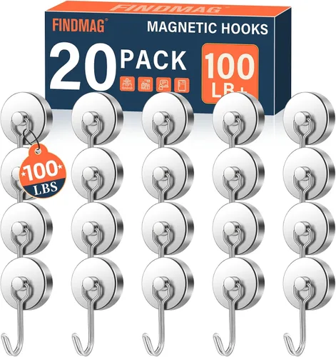 Miniatura 24 de FINDMAG Ganchos magnéticos giratorios de 60 libras, paquete de 4 ganchos magnéticos de neodimio resistentes, ganchos magnéticos fuertes para colgar