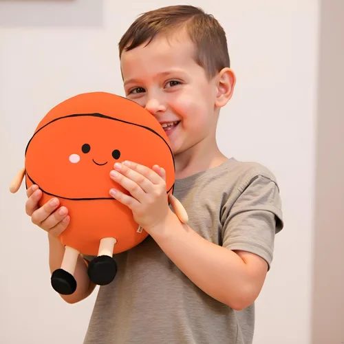 Miniatura 3 de Ryttir Almohada creativa de baloncesto de simulación 3D grande de 11 pulgadas, almohada mullida para autos, cojines de baloncesto para propietarios