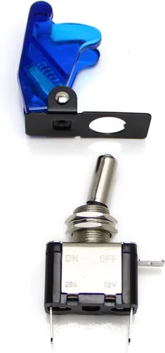 Miniatura 8 de iJDMTOY (2) Interruptor de dos posiciones on/off SPST - con cubierta abatible, estilo avión, 12 V/20 A, iluminación LED., Azul