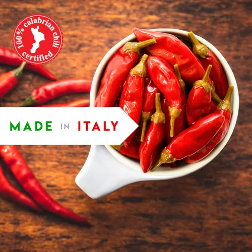 Miniatura 6 de L'Oro Del Sud Pimientos enteros de Calabria certificados auténticos, chiles enteros en aceite, 9.8 oz (280 g), cultivados y envasados en Calabria