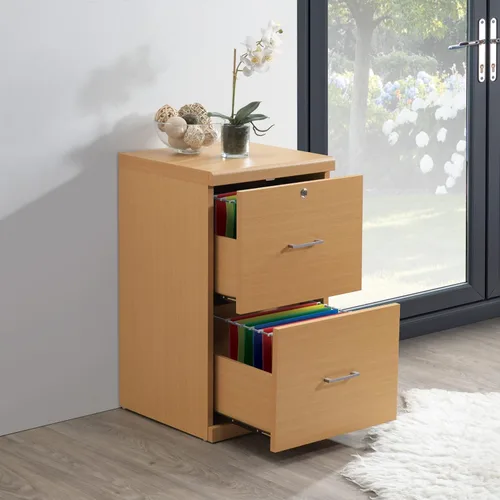 Miniatura 2 de OSP Home Furnishings Alpine Archivador de 2 cajones con cajón superior de bloqueo y sistema de fijación de bloqueo, vertical, natural