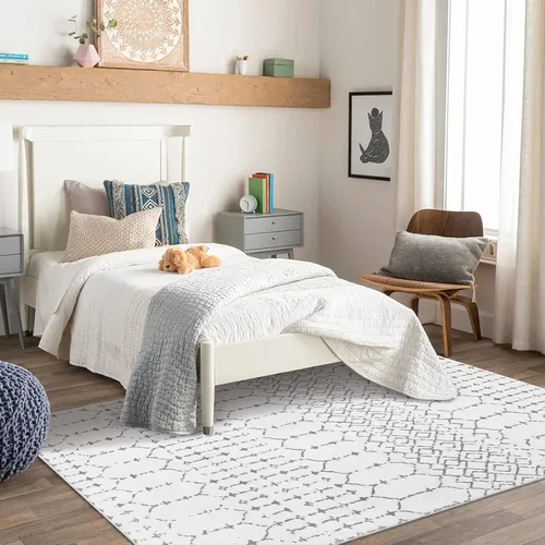 Miniatura 4 de Lahome Alfombra Marroquí Lavable para Sala de Estar - Alfombras de Área de 3x5 pies para Dormitorio Manta Antideslizante de Pelo Bajo Alfombra