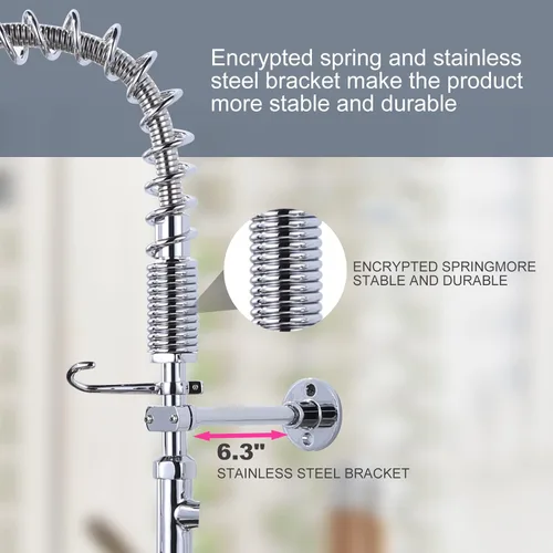 Miniatura 2 de Grifo de cocina comercial para montaje en pared con pulverizador de preenjuague de 21 pulgadas de altura, grifo de fregadero de cocina de 8 pulgadas