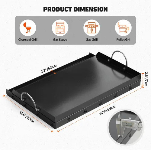 Miniatura 2 de Onlyfire Plancha universal para barbacoa con asas para la mayoría de las parrillas, parrilla antiadherente con revestimiento de cerámica