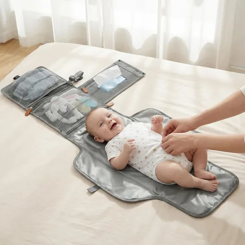 Miniatura 5 de UBRAVOO Portable Diaper Changing Pad - Baby Diaper Changer Travel Bag with Wipes Pocket, Smart Design Portable Changing Mat, Infant Travel Station