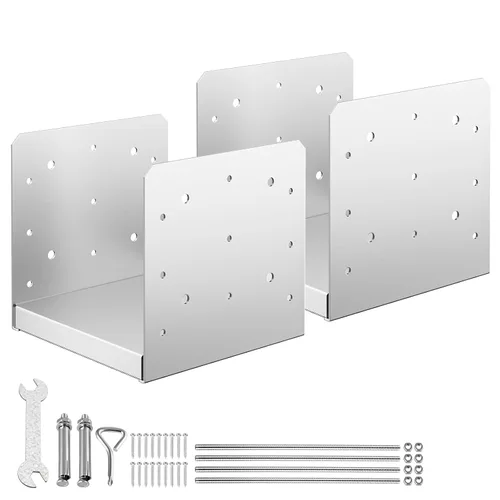 Miniatura 7 de Base de poste de 8 x 8 pulgadas, 2 soportes de anclaje ajustables de acero inoxidable (interno de 7.5 x 7.5 pulgadas), base de poste ajustable