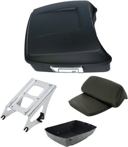 Miniatura 22 de TCT-MOTORPARTS Soporte Completo Negro de Maletero de Equipaje Cortado para Tour y Respaldo de Montaje Compatible con Harley Road Glide Street Glide