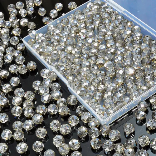 Miniatura 37 de 800 cuentas redondas de cristal de 0.236/0.396/0.394 pulgadas para joyas de bricolaje, ideales para pulseras, collares, colgantes y proyectos