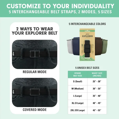 Miniatura 6 de Explorer Belt By Xpand - No-Show Invisible Elastic Belt w Slim Aluminum Buckle