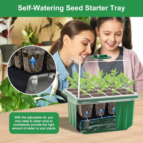 Miniatura 2 de GOONMILL Bandeja de inicio de semillas de riego automático con luz de crecimiento temporizada, 6 paquetes de bandeja de inicio de plantas, kit