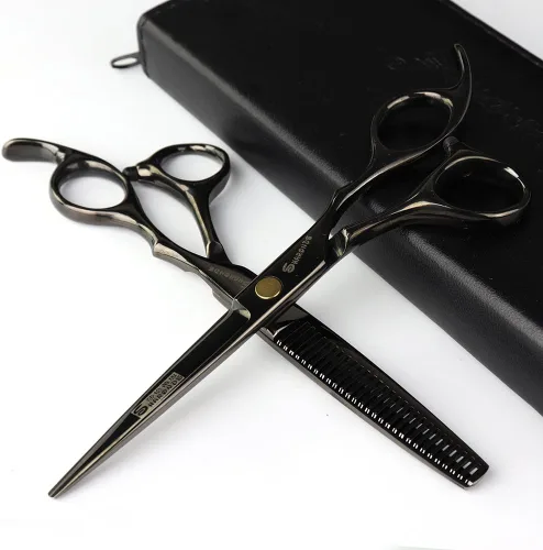 Miniatura 8 de Tijeras ultrafinas para adelgazar el cabello de 6 pulgadas, estilo moderno, plateado, acero inoxidable, ambidiestro, 6 pulgadas, tijeras para cortar