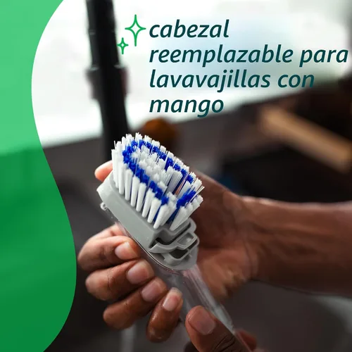 Miniatura 4 de Scotch-Brite Cepillo Lavavajillas con Control de Jabón Resistente a Olores, Cepillo de Limpieza Antiarañazos con Raspador, Se Mantiene Vertical, 1