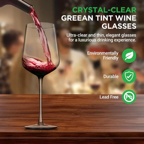 Miniatura 3 de NutriChef Juego de 2 copas de vino tinto o blanco, transparentes de 22 onzas, sin plomo y aptas para lavavajillas, para vino, bebidas, agua