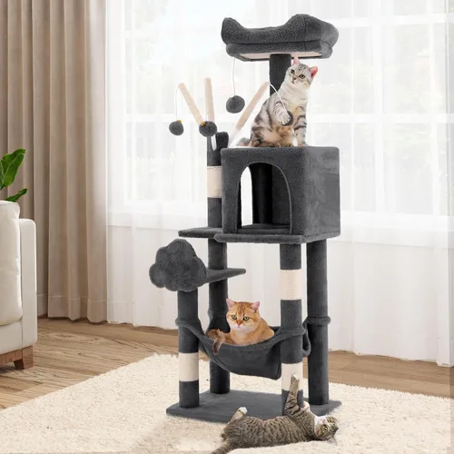 Miniatura 9 de YITAHOME Árbol para gatos de varios niveles de 44 pulgadas para gatitos de interior, muebles para gatos con postes para rascar, perca de felpa