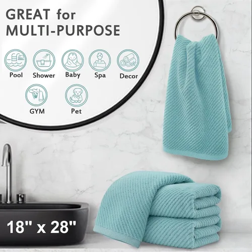 Miniatura 233 de VOOVA & MOVAS Toallas de mano blancas - 100% algodón Ligeras Gruesas Secado rápido Suaves Absorbentes, paquete de 4 piezas grandes de 18