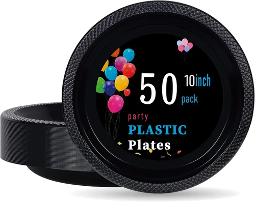 Miniatura 34 de WELLIFE Platos de plástico rojos de 7 pulgadas, 50 platos desechables para fiesta, día de la madre, plato pequeño de postre para cena, pasteles