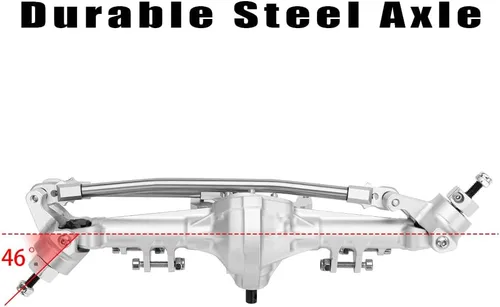 Miniatura 4 de GLOBACT Juego de ejes delanteros y traseros de aluminio para 1/10 Axial SCX10 I II RC Crawler Car Upgrade Accesorios (Plata)