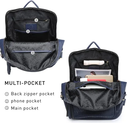 Miniatura 40 de MKP COLLECTION Mochila de moda para mujer, bolsa convertible grande para mujer, mochila de viaje, bolsa de hombro, juego de 2 piezas con borla, Beige