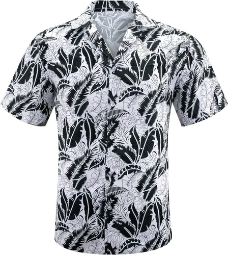 YOHOWA Camisa hawaiana de manga corta para hombre, casual, con botones, para fiesta de brisa en la playa