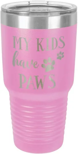 Miniatura 19 de Vaso grabado con texto en inglés "MY KIDS HAVE PAWS Engraved 30oz de acero con recubrimiento de polvo grabado con láser" taza de viaje de camello