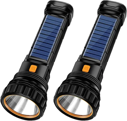 Miniatura 3 de E-SHIDAI 4 linternas LED solares/recargables multifunción, 1000 lúmenes, con luz estroboscópica de emergencia y batería de 1200 mAh, fuente