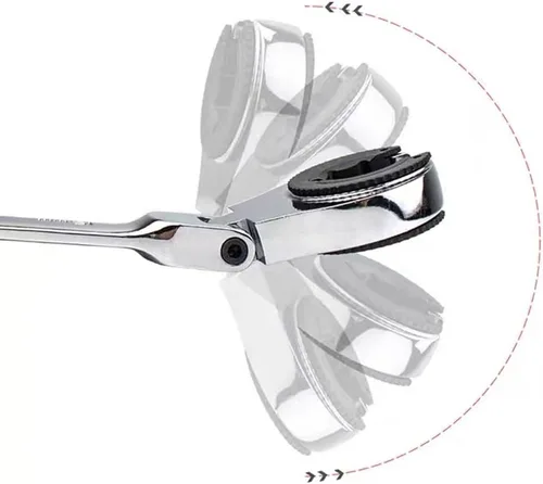 Miniatura 2 de FLZOSPER - Llave de engranajes de cabeza flexible de 15 mm, llave de combinación de trinquete métrica