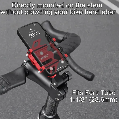 Miniatura 2 de Soporte de Teléfono para Tija de Bicicleta, Soporte de Aluminio para Teléfono Celular de Bicicleta Compatible con Horquilla de 1-1/8" 28.6mm