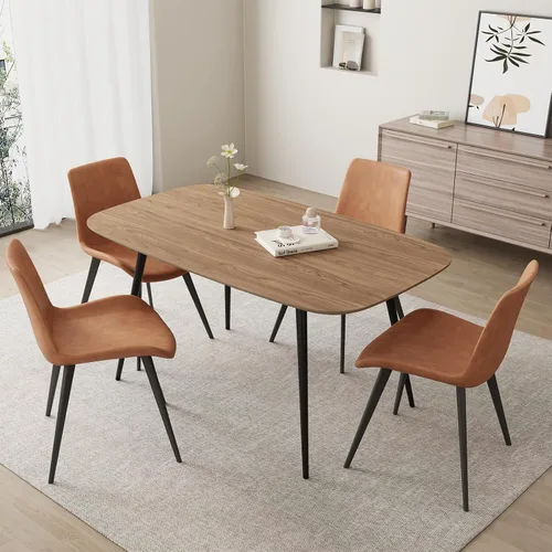 Miniatura 34 de HIPIHOM Mesa de comedor moderna de granja de 47.2 pulgadas, mesa de comedor rectangular de madera con patas de metal para 4 personas para comedor