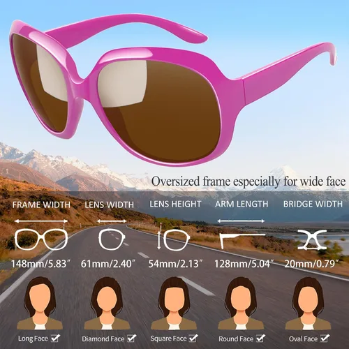 Miniatura 90 de Joopin Lentes de sol de gran tamaño para mujer, polarizados, grandes, para conducción, protección UV, grandes sombras