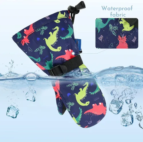 Miniatura 4 de Zando Guantes de invierno para niños pequeños, guantes de esquí impermeables para niños, guantes de nieve cálidos para niños y niñas