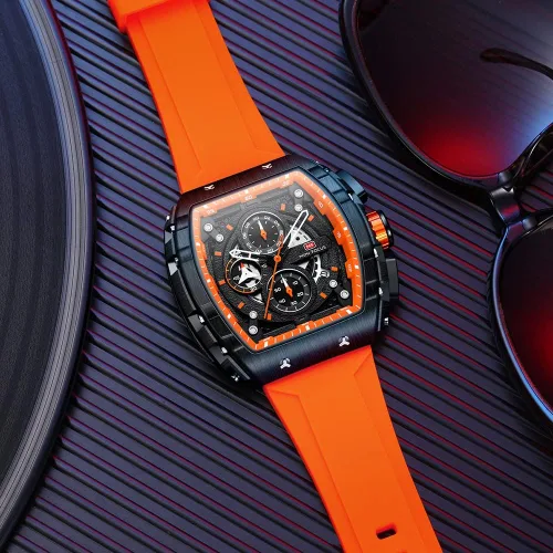 Miniatura 4 de Relojes para hombre de lujo con diseño de esqueleto para hombre, impermeable, correa de silicona ajustable, estilo steampunk, cronógrafo
