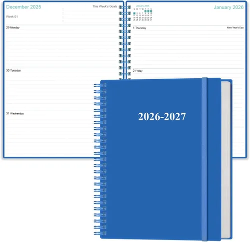 Miniatura 27 de Agenda 2026-2027 – Agenda semanal y mensual de 18 meses de enero de 2026 a junio de 2027, planificadores en espiral 2026-2027 con cierre elástico