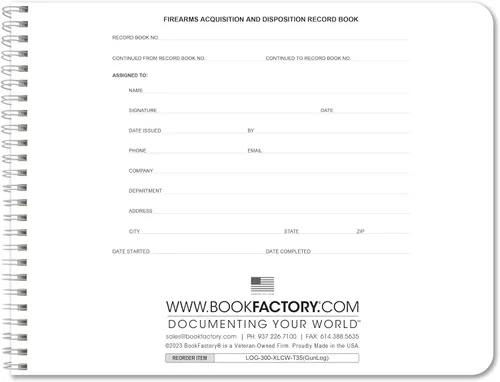 Miniatura 11 de BookFactory Libro de registro del fabricante e importador de armas de fuego/Libro de registro de adquisición y disposición/Libro de registro