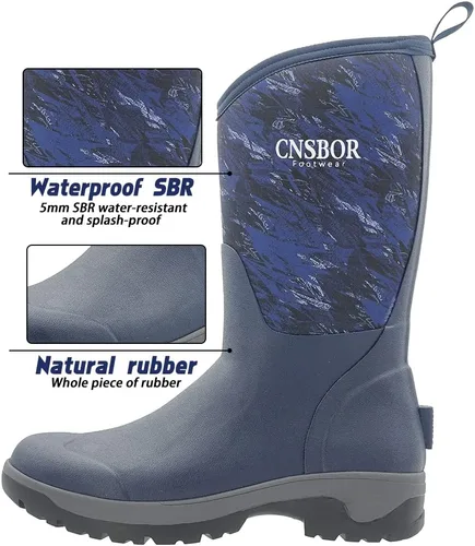 Miniatura 3 de CNSBOR Botas impermeables de goma aisladas para hombre, botas de lluvia de neopreno para exteriores
