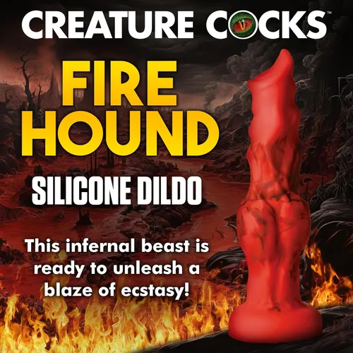 Miniatura 2 de CREATURE COCKS Consolador de silicona Fire Hound para hombres, mujeres y parejas. Consolador de fantasía, base de ventosa Stong. Compatible