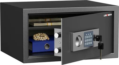 Locksworth Caja fuerte para el hogar, 1.0 pies cúbicos, caja de seguridad para dinero, joyas, documentos y armas, caja fuerte digital de seguridad