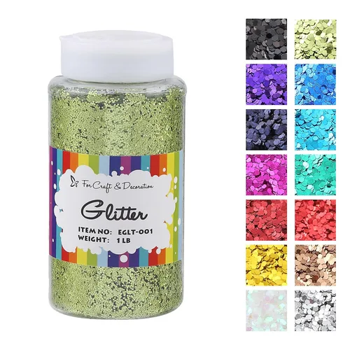 Miniatura 16 de Brillantina gruesa, 18 frascos de colores surtidos para manualidades, cuerpo, maquillaje y purpurina para uñas.