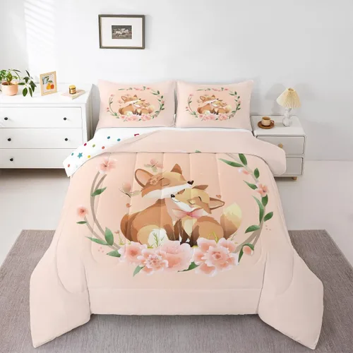 Miniatura 13 de Erosebridal Lindo juego de edredón con diseño de gatos, ropa de cama con temática de animales, edredón y juegos de ropa de cama de flores coloridas