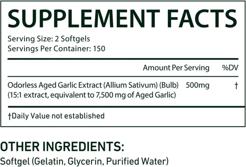Miniatura 2 de Cápsulas de extracto de ajo envejecido, cápsulas suaves de ajo de apoyo inmunológico y antioxidante, apoya la salud cardíaca y circulatoria, tómalo