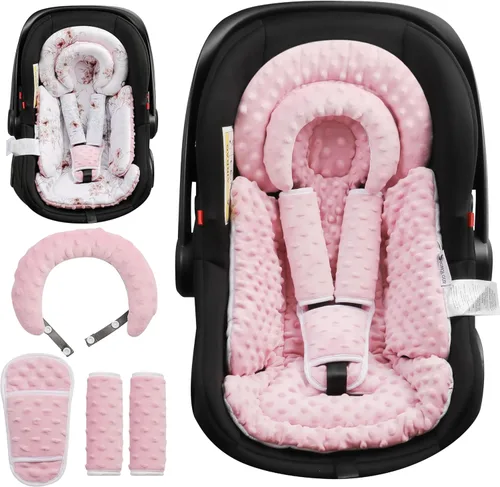 Miniatura 12 de BOMOLOUR Inserto de Asiento de Coche para Bebés con Cojín Removible para Recién Nacido, Inserto Reversible para Asiento de Coche con Soporte