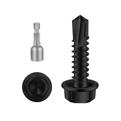 Miniatura 12 de Mellewell Tornillos autoperforantes con cabeza hexagonal de 1/2 pulgada, tornillos de chapa autoperforantes, acero inoxidable 410, 100