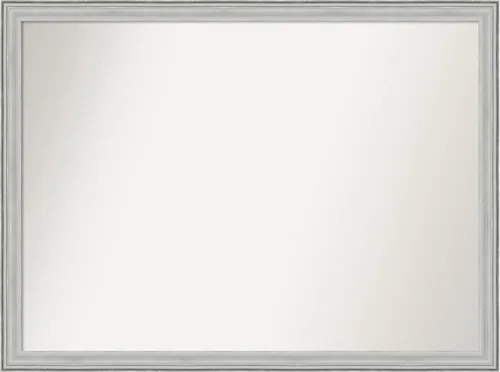 Miniatura 499 de Amanti Art Espejo de baño plateado para sobre fregadero, 25 x 25 pulgadas, espejo de tocador cuadrado estrecho de níquel cepillado, marco de madera