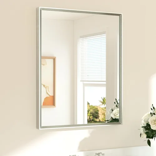 Miniatura 69 de TETOTE Espejo de Baño Dorado de 16" x 20" Latón Dorado Cepillado Rectangular con Marco Biselado Espejo de Tocador de Baño para Sobre el Lavabo