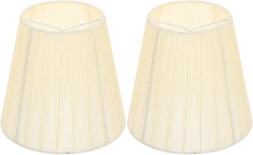 Baluue Pantallas de lámpara pequeñas – 2 piezas con clip en la pantalla de la lámpara de tela suave de hongos plisados para lámparas de mesa, luces