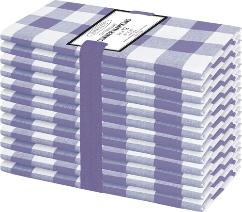 Miniatura 10 de Cotton Clinic Servilletas de tela 100% algodón, grandes, 20 x 20 pulgadas, juego de 4 servilletas de mesa a cuadros a cuadros – Servilletas de mesa